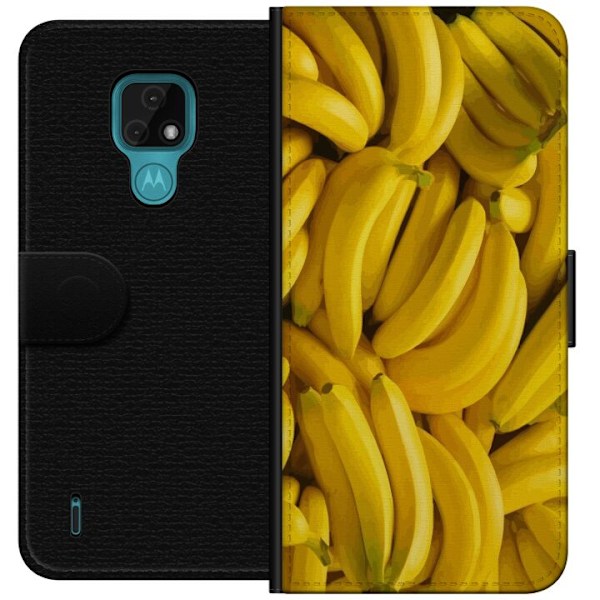 Motorola Moto E7 Plånboksfodral Banana Pattern – lekfullt mönster med gula bananer