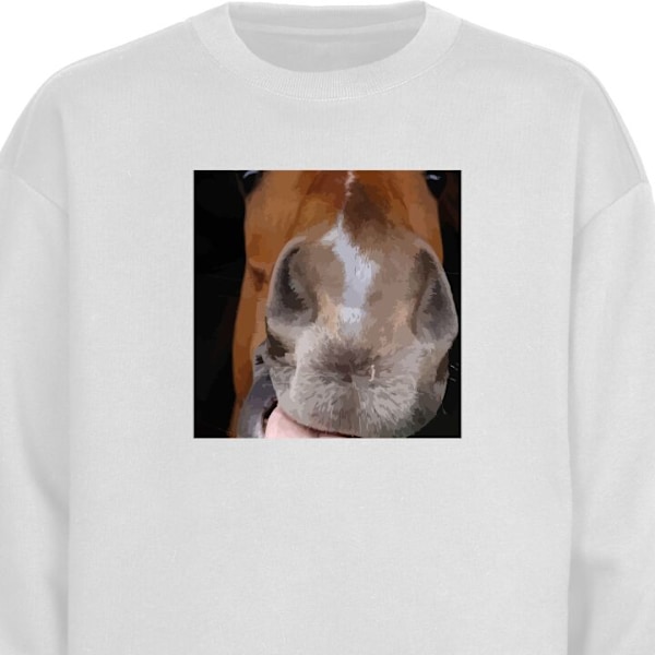 Sweatshirt for Voksen | Klassisk Collegegenser Rolig hest hvit L