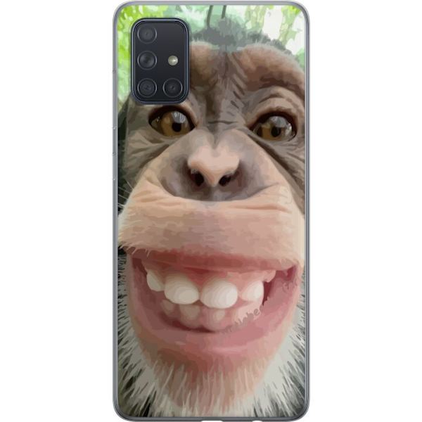 Samsung Galaxy A71 Läpinäkyvä kuori Simpanssi Selfie Rauhallinen Graafinen Suunnittelu Apinan Aihe Suosittu Urban Art Tyyli