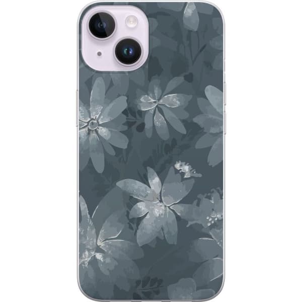 Kompatibelt Mobildeksel til Apple iPhone 14 Blomster Grå / Blå