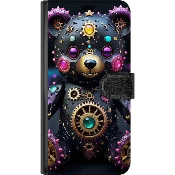 Kompatibel Tegnebogsetui til Apple iPhone 11 Steampunk-teddy med tandhjul og neondetaljer