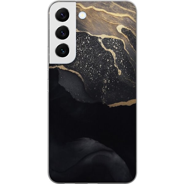 Samsung Galaxy S22 5G Gennemsigtig cover Sort guld abstrakt