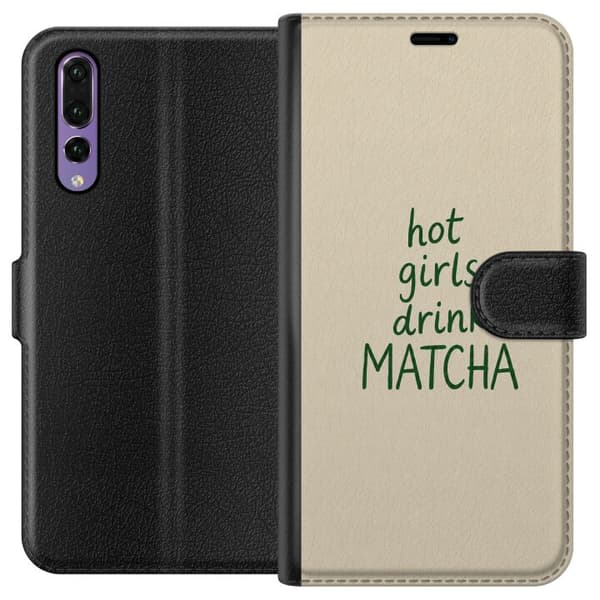 Kompatibelt Lommeboketui til Huawei P20 Pro Matcha-jenter beige