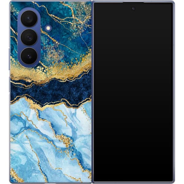 Kompatibelt Mobilskal till Samsung Galaxy Z Fold7 Blå marmorgrafik blå