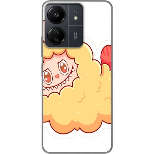 Xiaomi Redmi 13C Läpinäkyvä kuori Labubu Pesukarhu Pop Mart Hahmo Keräilyesine Söpö Suunnittelu Suosittu Teema Taideteos Leikkisarja