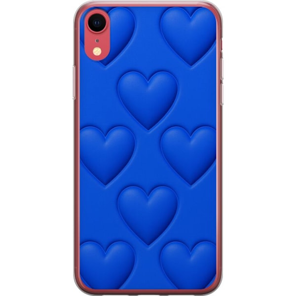 Apple iPhone XR Gennemsigtig cover Blå Hjerter