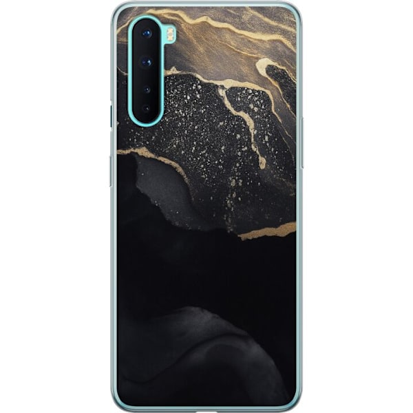 OnePlus Nord Läpinäkyvä kuori Musta kulta abstrakti