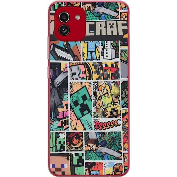 Samsung Galaxy A03 Läpinäkyvä kuori Minecraft Taide