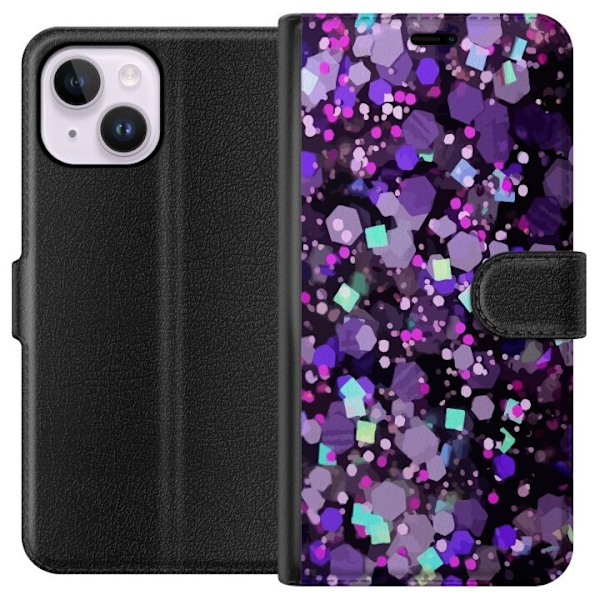 Apple iPhone 15 Plus Tegnebogsetui Lilla Glitter