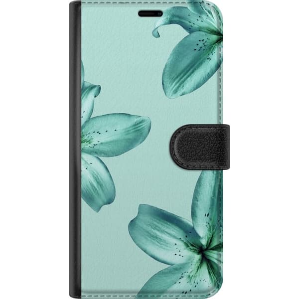 Kompatibel Tegnebogsetui til Samsung Galaxy S24 Turkise liljer turkis