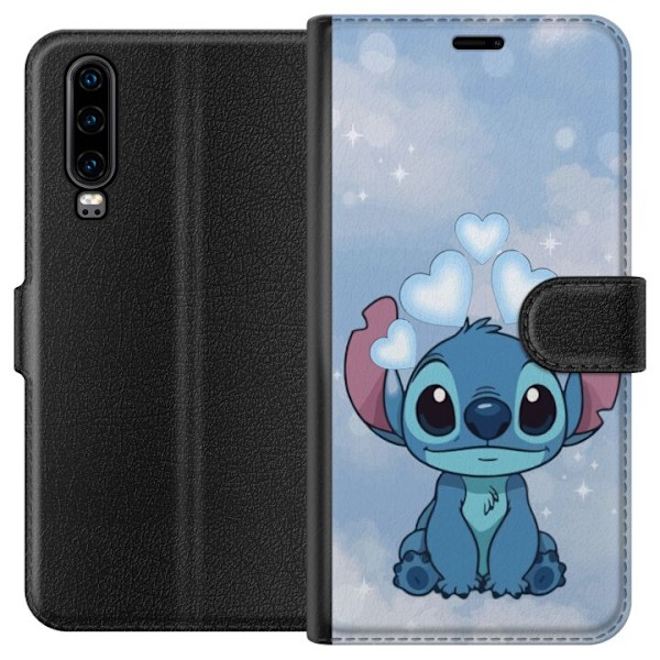 Huawei P30 Tegnebogsetui Stitch Hoppende Glæde - Sjovt Design til Gave