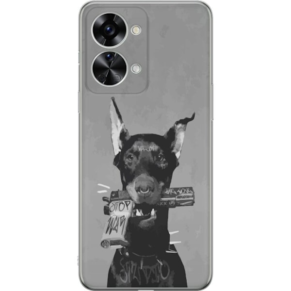 OnePlus Nord 2T Läpinäkyvä kuori Harmaa Koira Graafinen Suunnittelu Kovan Eläinaiheen Katutaide Urbaani Trendi Koiran Ystävä Tyyli Suosittu Aihe