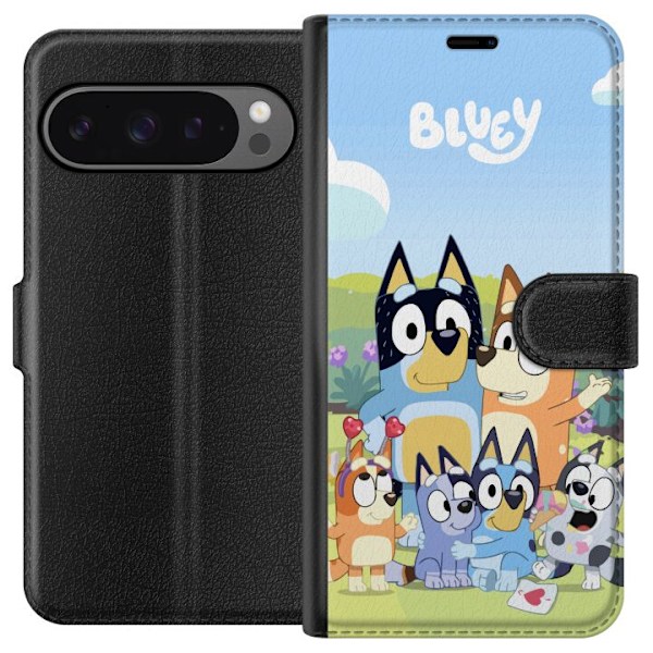 Google Pixel 9 Pro XL Plånboksfodral Bluey mobilskal med hela familjen i färgglad design