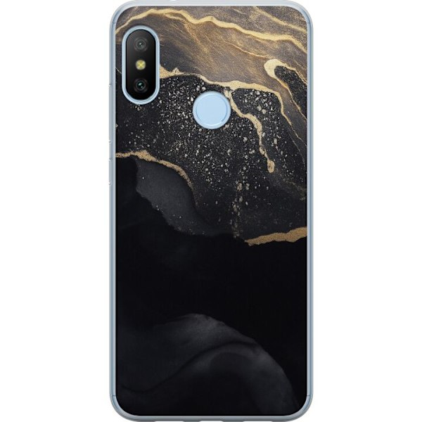 Xiaomi Mi A2 Lite Läpinäkyvä kuori Musta kulta abstrakti