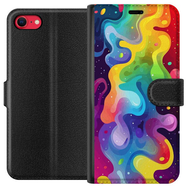Apple iPhone 7 Plånboksfodral Color Splash Abstrakt Konst Design Färgstarkt Mönster Modern Populär Väggkonst Grafiskt Trend