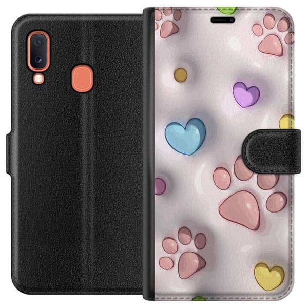 Kompatibelt Plånboksfodral till Samsung Galaxy A20e Fluffiga Tassar