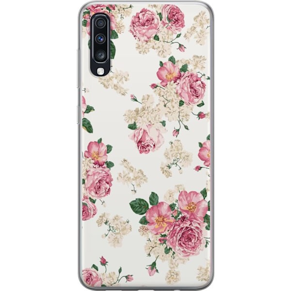 Samsung Galaxy A70 Genomskinligt Skal Retro Blommor