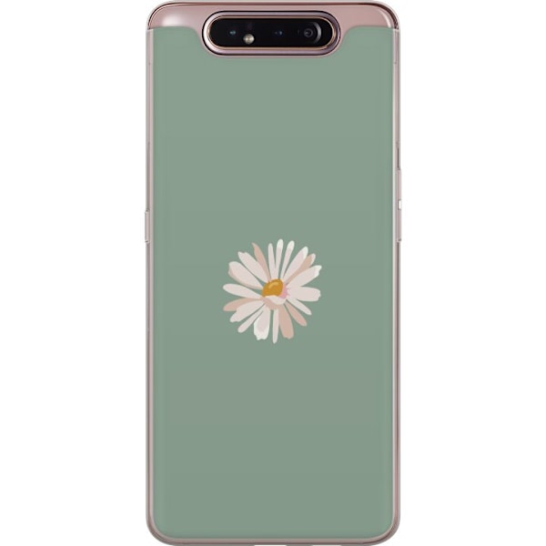 Samsung Galaxy A80 Genomskinligt Skal Grön Minimalblomma –