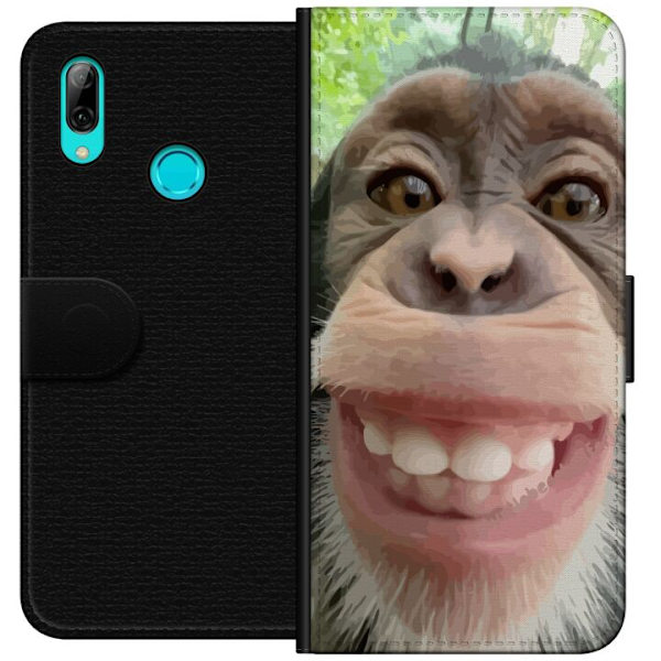 Huawei P smart 2019 Plånboksfodral Chimp Selfie Rolig Grafisk Design Apa Djurmotiv Trend Roligt Motiv Populärt Urban Art Stil