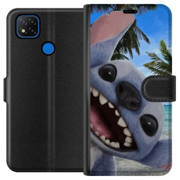 Xiaomi Redmi 9C Plånboksfodral Stitch mobilskal med Palmer i söt vänskapsdesign