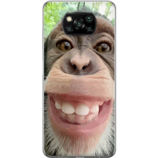 Xiaomi Poco X3 NFC Läpinäkyvä kuori Simpanssi Selfie Rauhallinen Graafinen Suunnittelu Apinan Aihe Suosittu Urban Art Tyyli