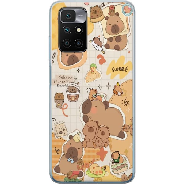 Xiaomi Redmi 10 Läpinäkyvä kuori Kawaii capybara mobilskal med gulliga djurmotiv