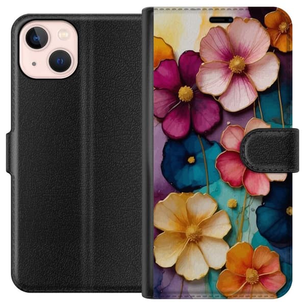 Kompatibel Tegnebogsetui til Apple iPhone 13 mini Blomster Farver