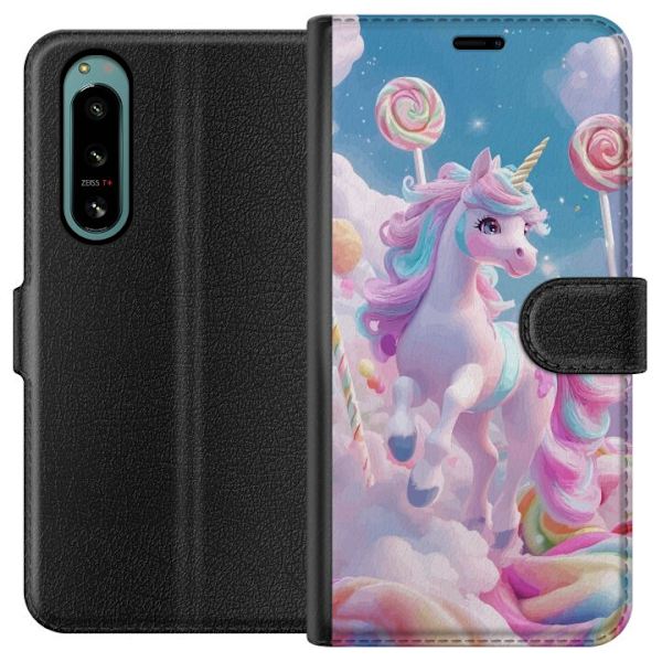 Sony Xperia 5 IV Tegnebogsetui Enhjørning Candy Pastel Kawaii Motiv Sød Populær Farve Grafisk Trend Børne Motiv Fantasy Art