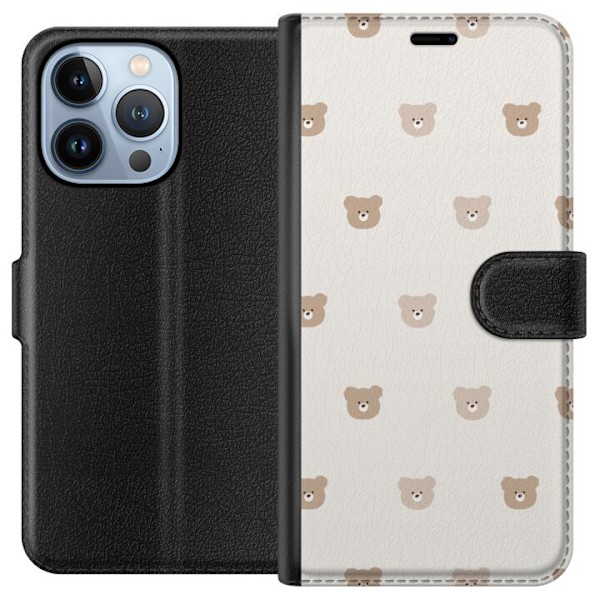 Apple iPhone 13 Pro Lompakkokotelo Teddy-tausta - söpöt tedd