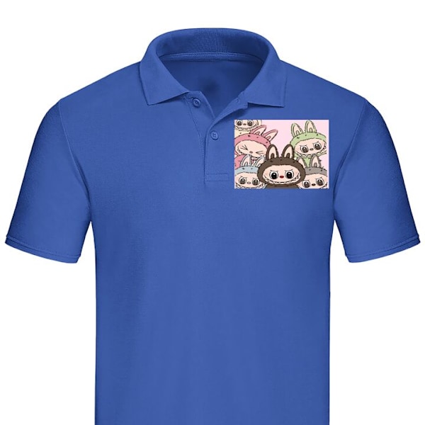 Piké för Vuxen | Elegant Pikétröja Labubu Classics Blå X-Large