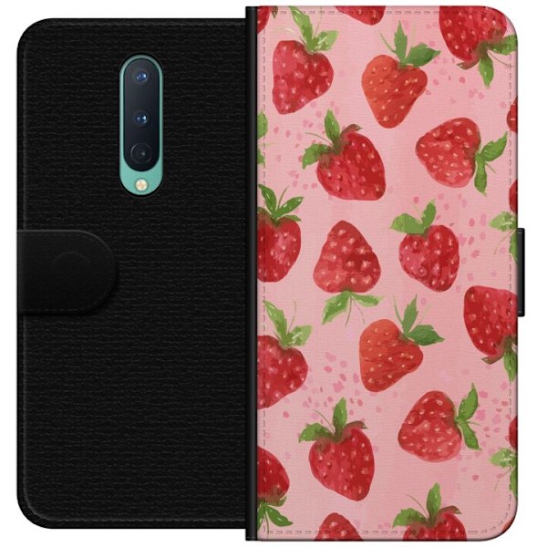 OnePlus 8 Tegnebogsetui Jordbærdrømme - Retro-stil jordbærmønster