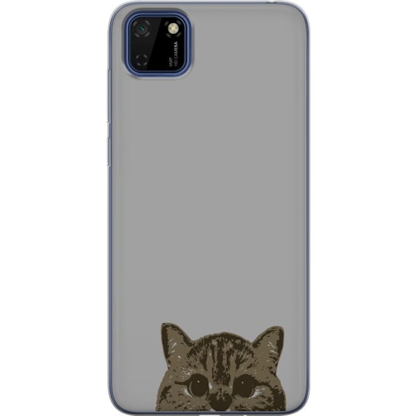 Huawei Y5p Gennemsigtig cover Grå Katteblik - stilfuld kat design med grå baggrund