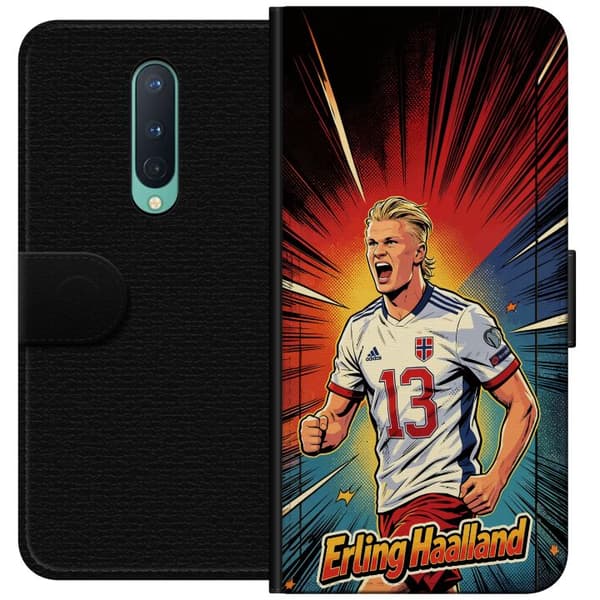 Kompatibel Tegnebogsetui til OnePlus 8 Erling Haaland seriestil rød