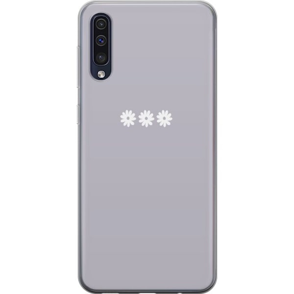 Samsung Galaxy A50 Läpinäkyvä kuori Lila Blomminimalismi - tyylikäs kukkakuva lila taustalla