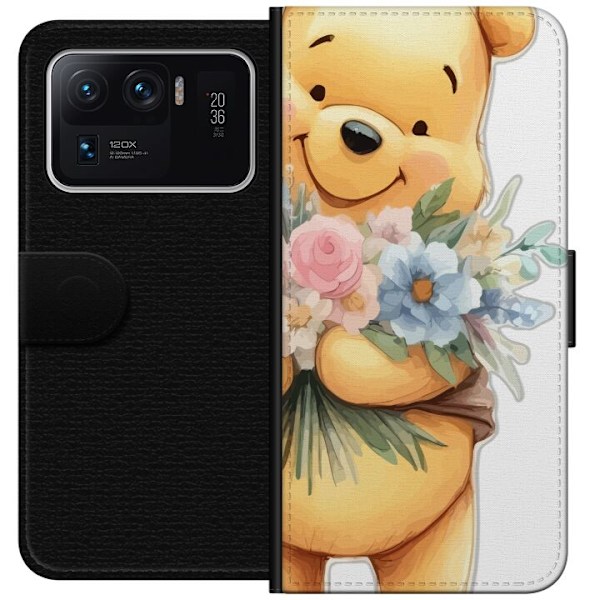 Xiaomi Mi 11 Ultra Tegnebogsetui Nalle Puh med blomster - klassisk børnefavorit i en blomstrende forårs miljø