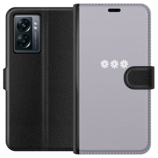 OnePlus Nord N300 Tegnebogsetui Lilla Blomminimalisme - stilfuldt blomstermotiv på lilla baggrund