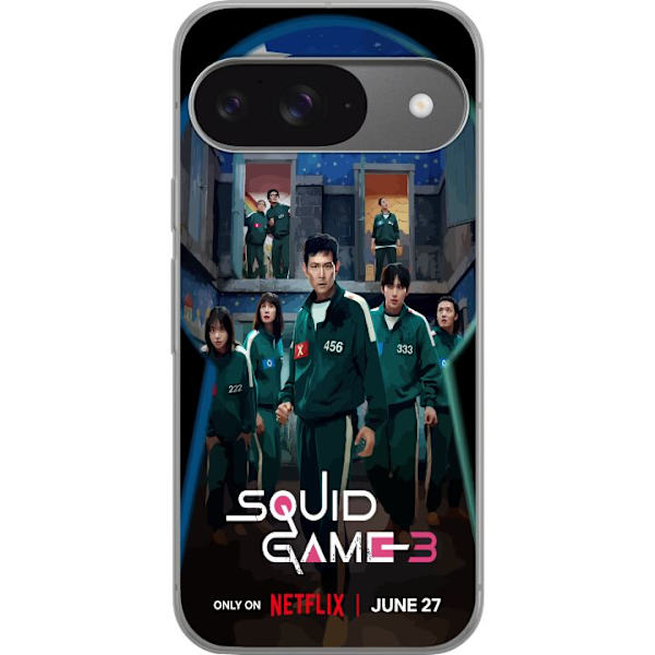 Google Pixel 9 Pro Läpinäkyvä kuori Squid Game Kausi 3 TV-sarjan hahmot Suositut TV-sarja Motiivit Ikoni Jännitys Draama Aasialainen suunnittelu T