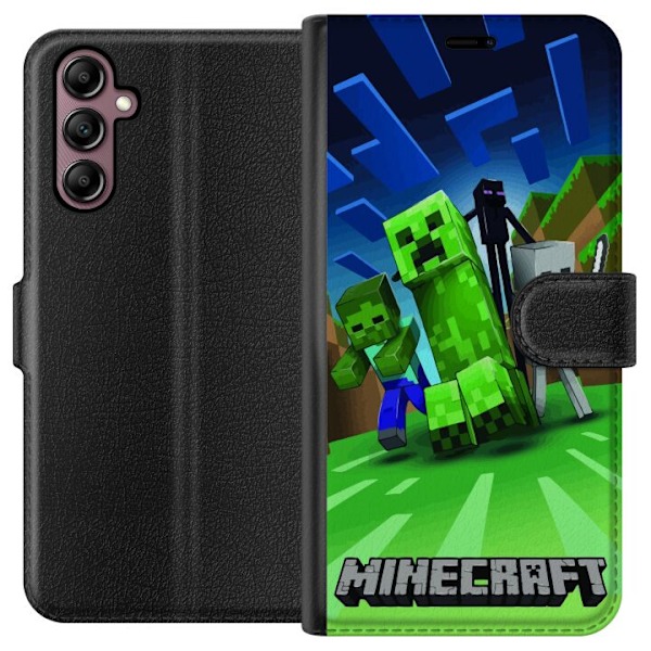 Samsung Galaxy A14 5G Tegnebogsetui Minecraft Creeper mobilskal i klassisk grön pixelstil