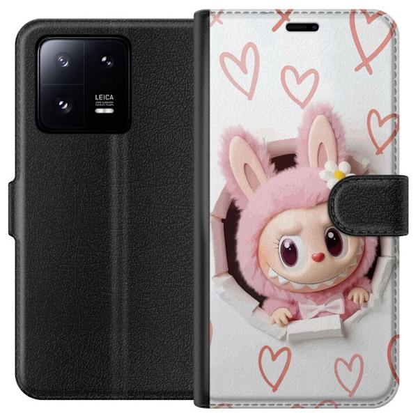Xiaomi 13 Pro Tegnebogsetui Labubu Hjerte Baggrund Pop Mart Kærlighed Tema Karakter Design Populært Motiv Samlerfigur Kunst Legetøj Serie