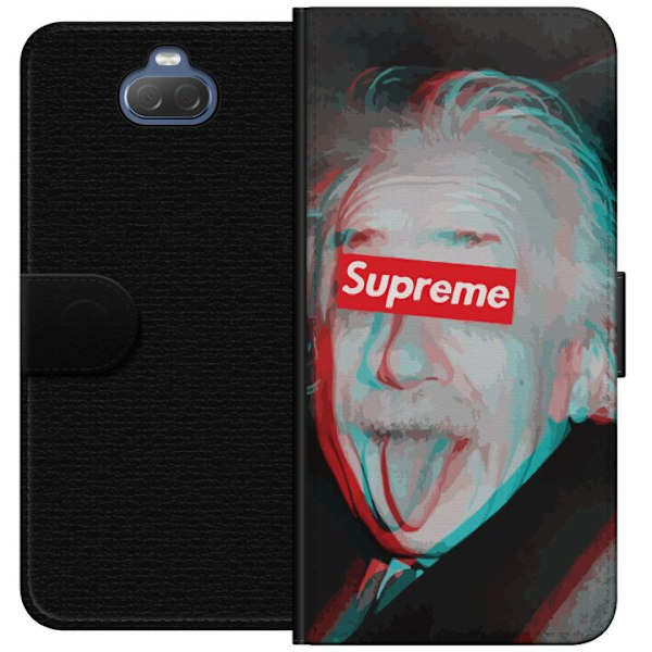 Sony Xperia 10 Lompakkokotelo Supreme Albert Einstein 3D Motiivi Katumuoti Suunnittelu Suosittu Tiede Ikoni Kaupunkitaide