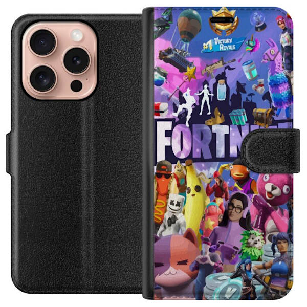 Apple iPhone 16 Pro Lompakkokotelo Fortnite Hahmot Peliteema Ikonit Peli Suunnittelu Suosittu Taistelurojalainen Lapset Pelihahmojen Teema