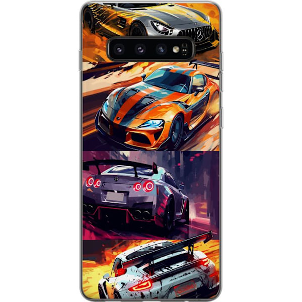 Samsung Galaxy S10 Genomskinligt Skal Rally Fever – fartfyllt motiv med rallybilar