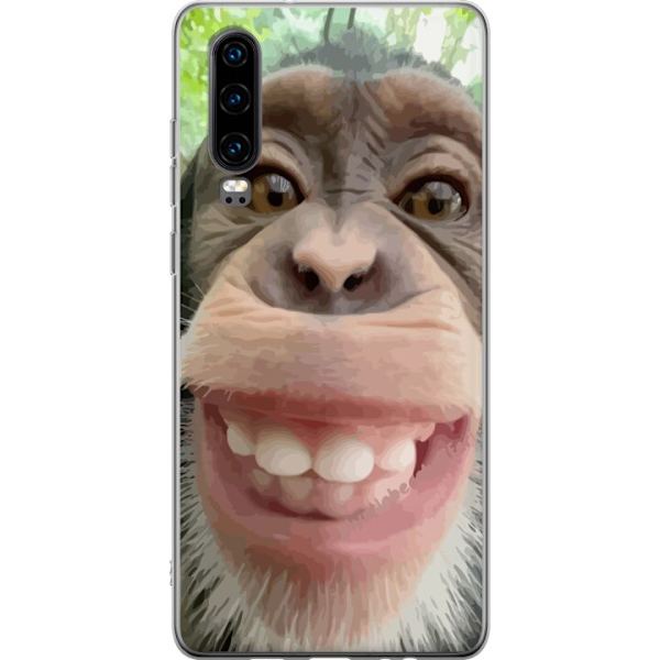 Huawei P30 Gennemsigtig cover Chimp Selfie Rolig Grafisk Design Abe Dyremotiv Trendy Sjovt Motiv Populært Urban Kunst Stil