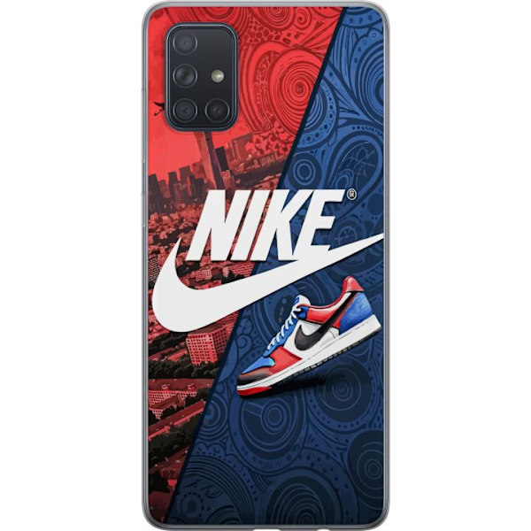 Samsung Galaxy A71 Genomskinligt Skal Nike Logotyp Röd Blå Sneaker Stil Sport Fashion Populärt Swoosh Motiv Träningskläder Grafisk Ikon