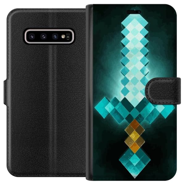 Kompatibelt Lommeboketui til Samsung Galaxy S10+ Minecraft sverd