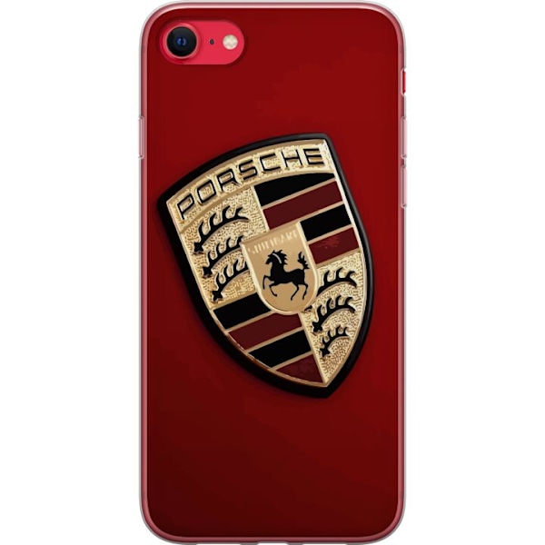 Apple iPhone SE (2022) Gennemsigtig cover Mobil etui med stilfuld Porce-logo i sort og hvid