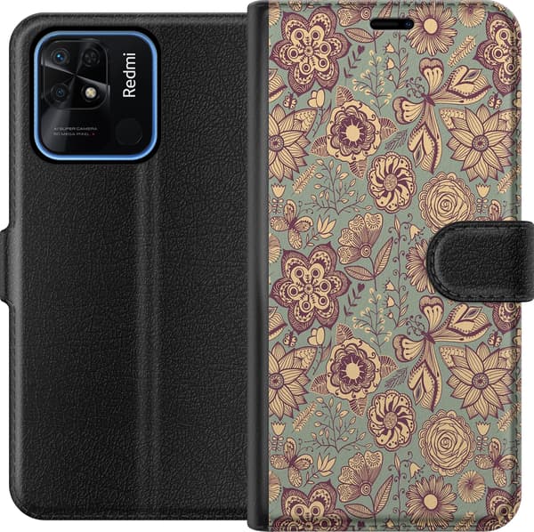 Kompatibel Tegnebogsetui til Xiaomi Redmi 10C Vintage Blomster