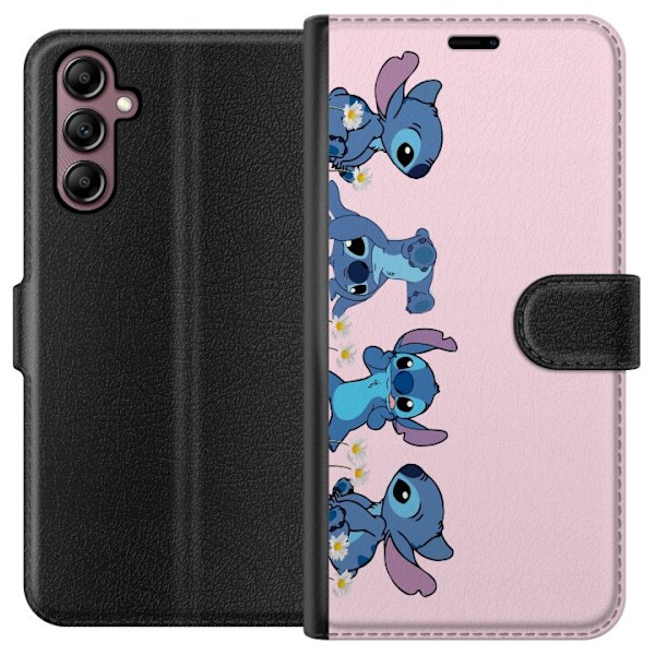Samsung Galaxy A14 5G Plånboksfodral Stitch Skratt & Bus – Perfekt för Mobilskal eller Poster