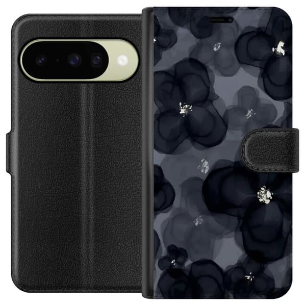 Kompatibel Tegnebogsetui til Google Pixel 10 Abstrakte blomster i mørke nuancer med bløde former, moderne og kunstnerisk design