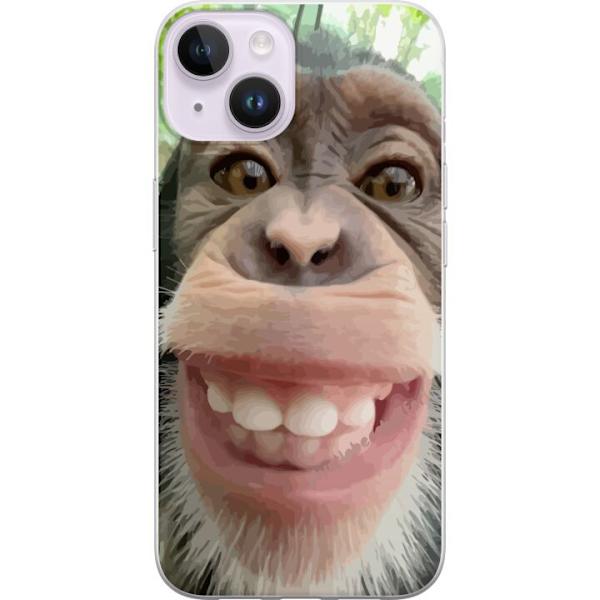 Apple iPhone 14 Plus Genomskinligt Skal Chimp Selfie Rolig Grafisk Design Apa Djurmotiv Trend Roligt Motiv Populärt Urban Art Stil